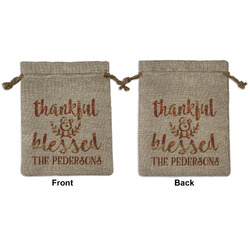 Thankful & Blessed Medium Burlap Gift Bag - Front & Back (Personalized)