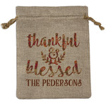 Thankful & Blessed Medium Burlap Gift Bag - Front (Personalized)