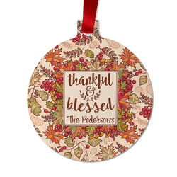 Thankful & Blessed Metal Ball Ornament - Double Sided w/ Name or Text
