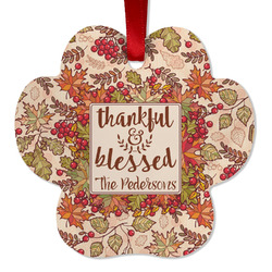 Thankful & Blessed Metal Paw Ornament - Double Sided w/ Name or Text