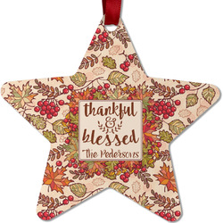 Thankful & Blessed Metal Star Ornament - Double Sided w/ Name or Text