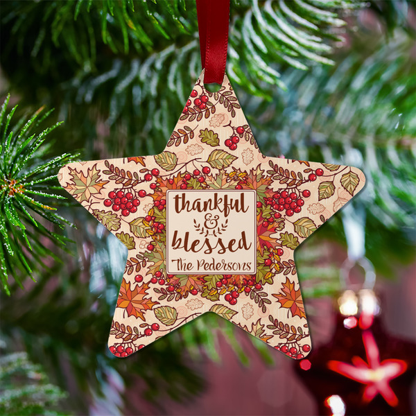 Thankful & Blessed Metal Star Ornament - Lifestyle