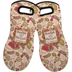Thankful & Blessed Neoprene Oven Mitts - Set of 2 w/ Name or Text