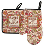 Thankful & Blessed Left Oven Mitt & Pot Holder Set w/ Name or Text