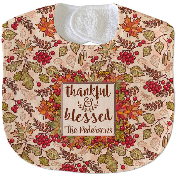 Custom Thankful & Blessed Velour Baby Bib w/ Name or Text