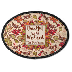 Thankful & Blessed Iron On Oval Patch w/ Name or Text