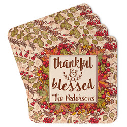 Thankful & Blessed Paper Coasters w/ Name or Text