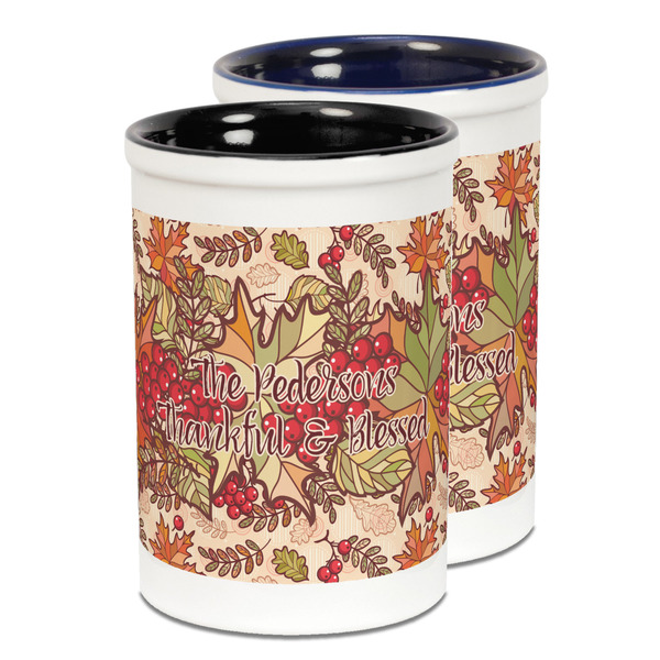 Custom Thankful & Blessed Ceramic Pencil Holder - Large