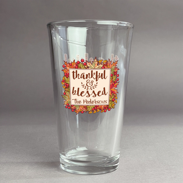 Custom Thankful & Blessed Pint Glass - Full Color Logo (Personalized)