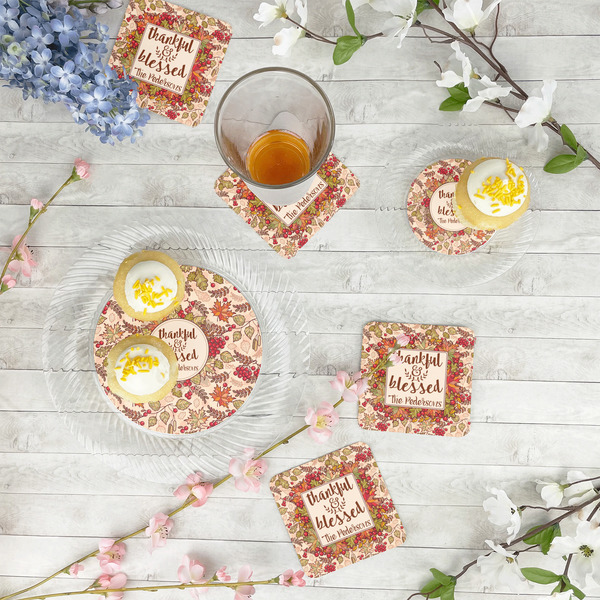 Thankful & Blessed Plastic Party Appetizer & Dessert Plates - In Context