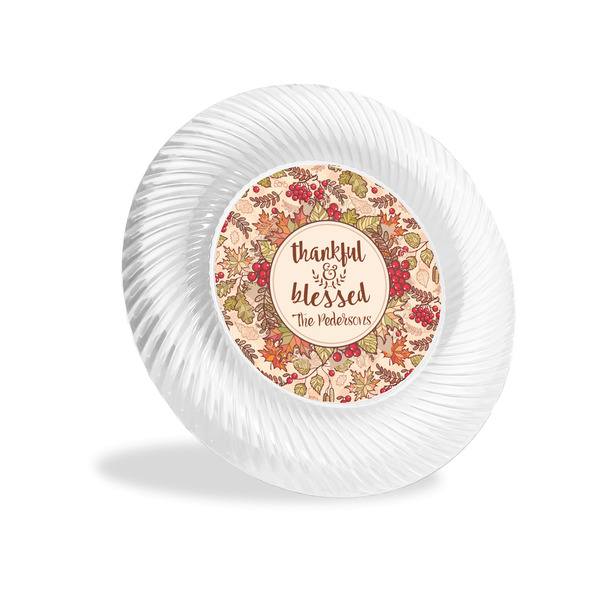 Custom Thankful & Blessed Plastic Party Appetizer & Dessert Plates - 6" (Personalized)