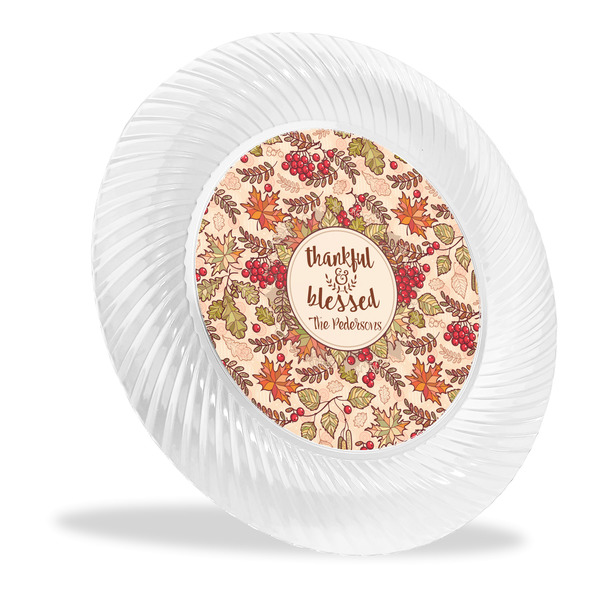 Custom Thankful & Blessed Plastic Party Dinner Plates - 10" (Personalized)