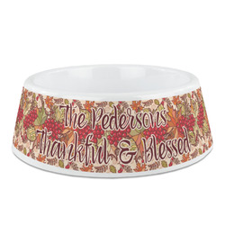 Thankful & Blessed Plastic Dog Bowl - Medium (Personalized)