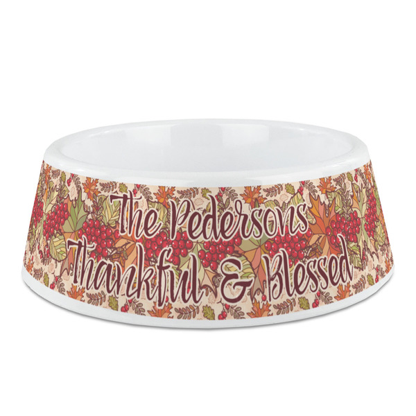 Custom Thankful & Blessed Plastic Dog Bowl (Personalized)