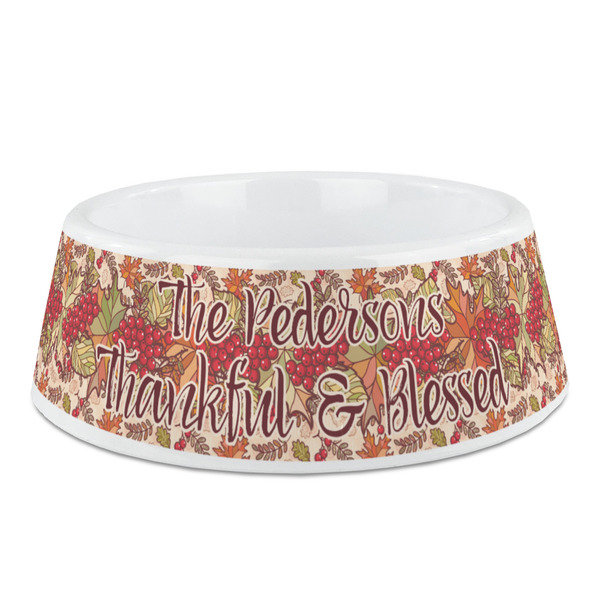 Custom Thankful & Blessed Plastic Dog Bowl - Medium (Personalized)