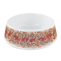 Thankful & Blessed Plastic Dog Bowl - Small (Personalized)