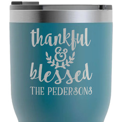 Thankful & Blessed RTIC Tumbler - Dark Teal - Laser Engraved - Double-Sided (Personalized)