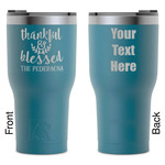 Thankful & Blessed RTIC Tumbler - Dark Teal - Laser Engraved - Double-Sided (Personalized)