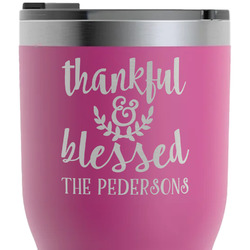 Thankful & Blessed RTIC Tumbler - Magenta - Laser Engraved - Double-Sided (Personalized)