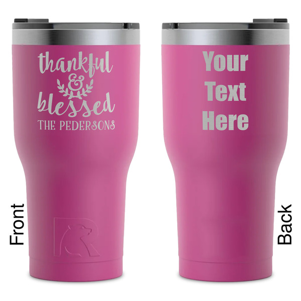 Custom Thankful & Blessed RTIC Tumbler - Magenta - Laser Engraved - Double-Sided (Personalized)