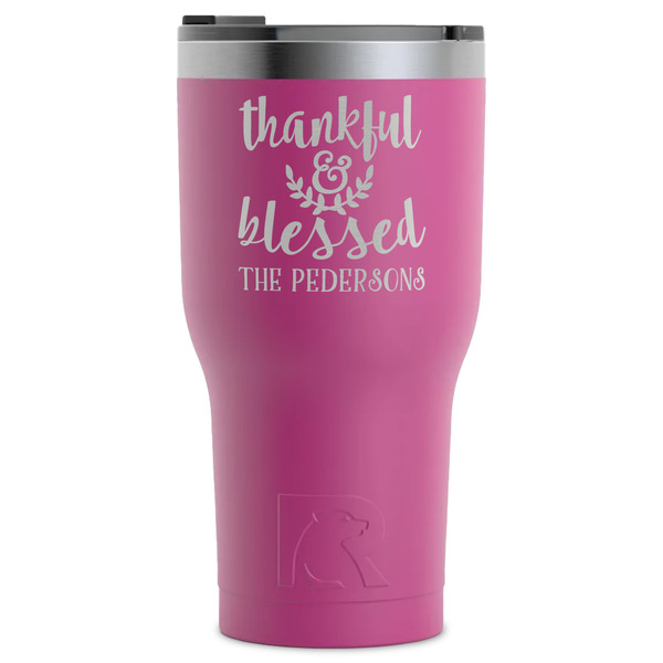 Custom Thankful & Blessed RTIC Tumbler - Magenta - Laser Engraved - Single-Sided (Personalized)