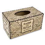 Thankful & Blessed Wood Tissue Box Cover - Rectangle (Personalized)