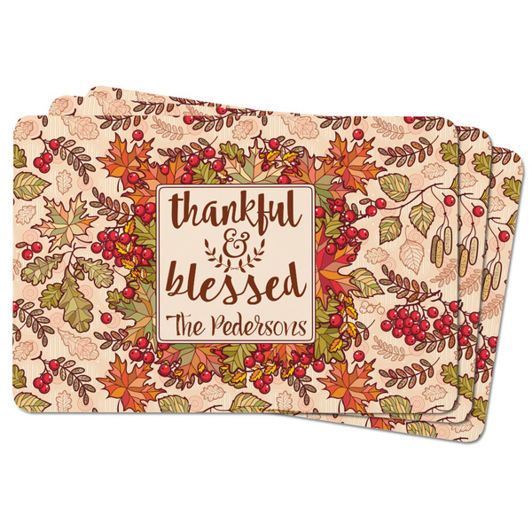 Thankful & Blessed Rectangular Fridge Magnet - THREE