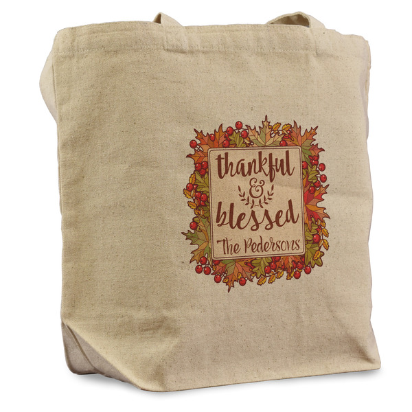 Custom Thankful & Blessed Reusable Cotton Grocery Bag (Personalized)