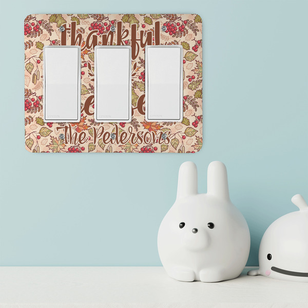 Thankful & Blessed Rocker Light Switch Covers - Triple - IN CONTEXT