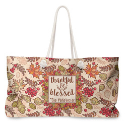 Thankful & Blessed Large Tote Bag with Rope Handles (Personalized)