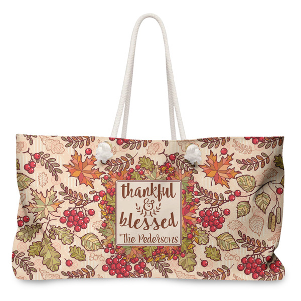 Custom Thankful & Blessed Large Tote Bag with Rope Handles (Personalized)
