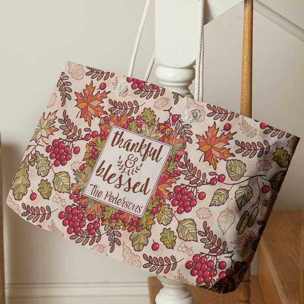 Thankful & Blessed Large Rope Tote - Life Style