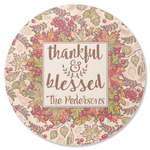 Thankful & Blessed Round Rubber Backed Coaster (Personalized)
