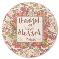 Thankful & Blessed Round Rubber Backed Coaster (Personalized)