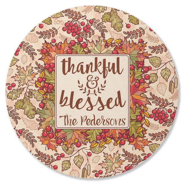 Thankful & Blessed Round Coaster Rubber Back - Single