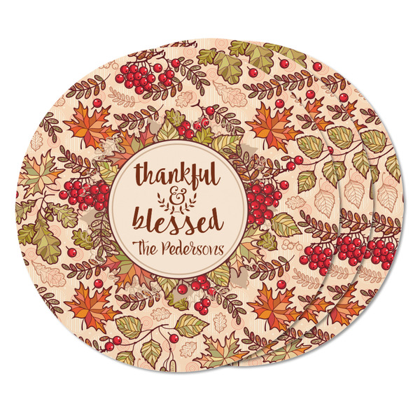 Thankful & Blessed Round Fridge Magnet - THREE