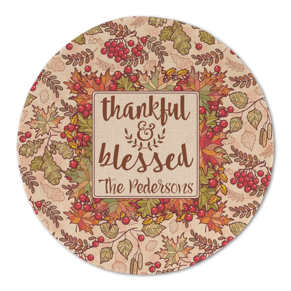 Thankful & Blessed Round Linen Placemats - FRONT (Double Sided)
