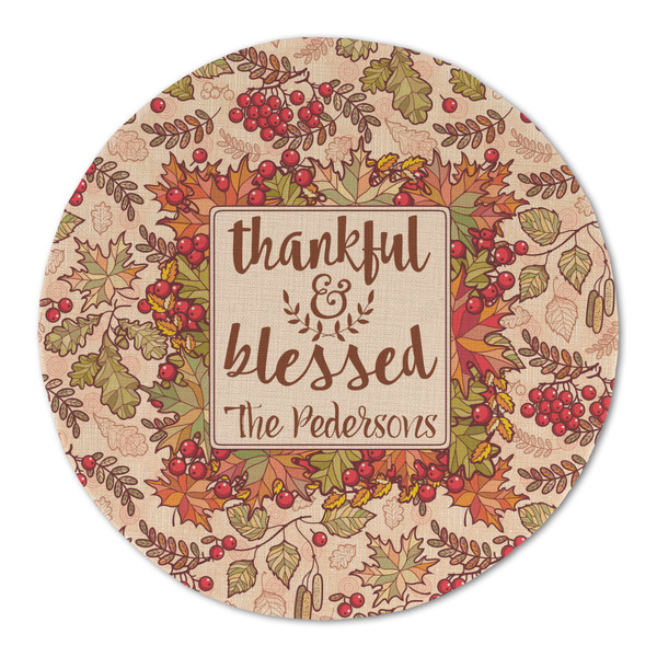 Custom Thankful & Blessed Round Linen Placemat (Personalized)