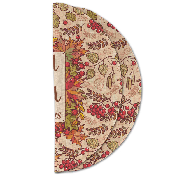 Thankful & Blessed Round Linen Placemats - HALF FOLDED (double sided)