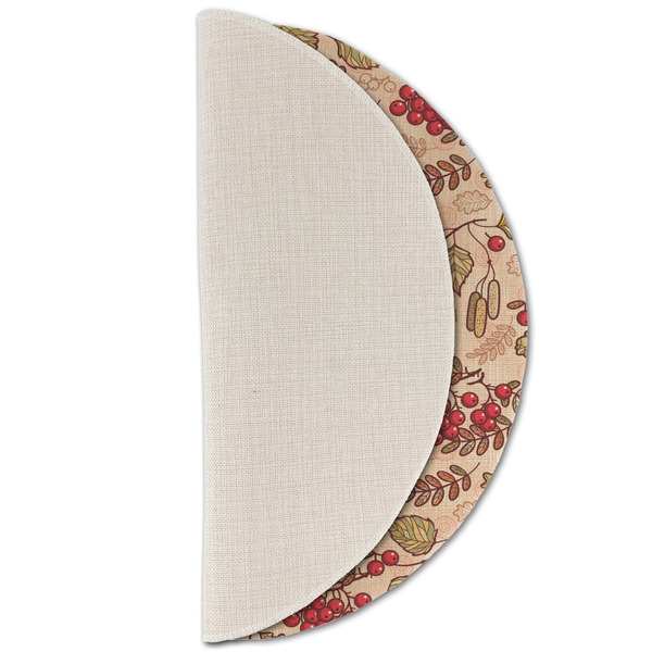 Thankful & Blessed Round Linen Placemats - HALF FOLDED (single sided)