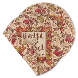 Thankful & Blessed Round Linen Placemat - Double Sided - Set of 4 (Personalized)