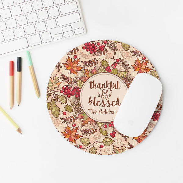 Thankful & Blessed Round Mousepad - LIFESTYLE 2