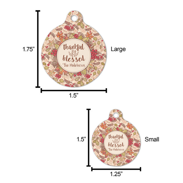 Thankful & Blessed Round Pet ID Tag - Large - Comparison Scale