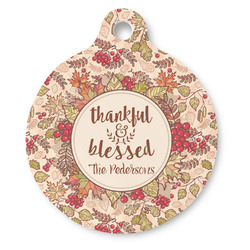 Thankful & Blessed Round Pet ID Tag - Large (Personalized)