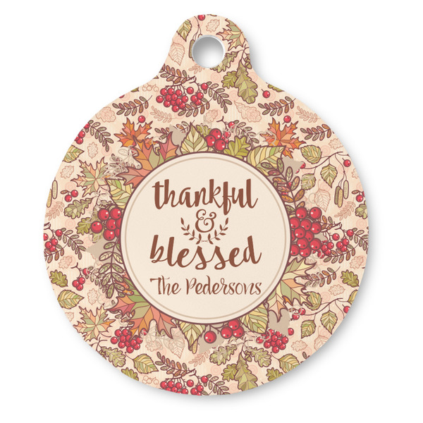 Custom Thankful & Blessed Round Pet ID Tag (Personalized)
