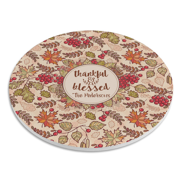 Thankful & Blessed Round Stone Trivet - Angle View