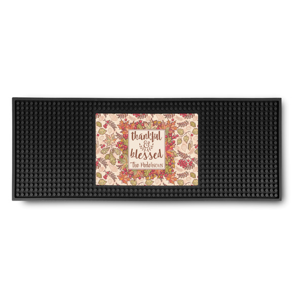 Custom Thankful & Blessed Rubber Bar Mat (Personalized)