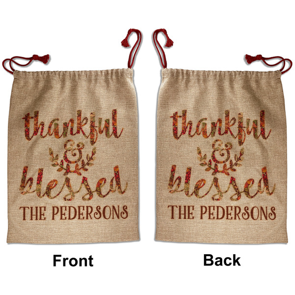 Custom Thankful & Blessed Santa Sack - Front & Back (Personalized)