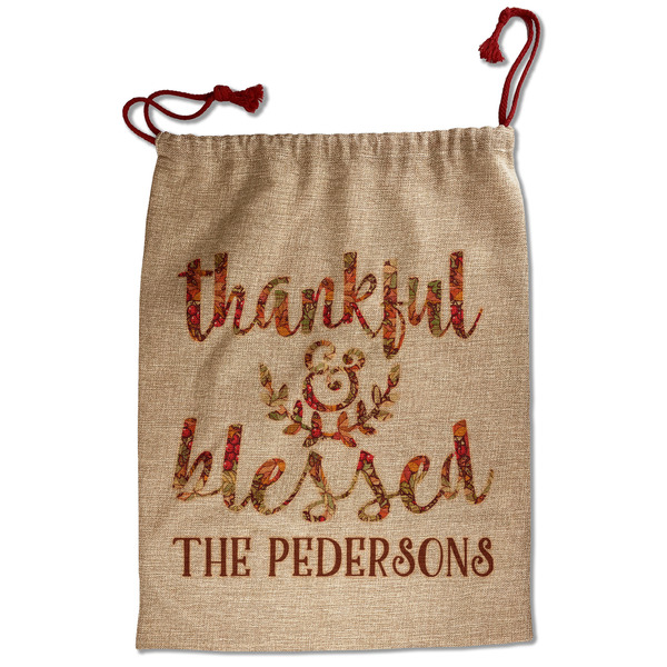 Custom Thankful & Blessed Santa Sack - Front (Personalized)