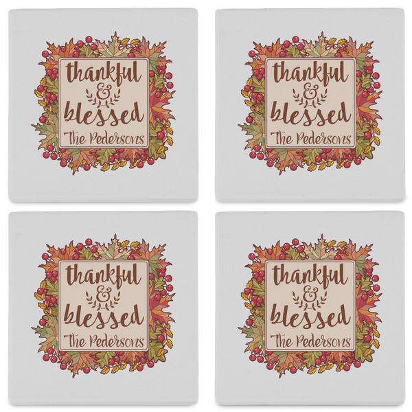 Thankful & Blessed Set of 4 Sandstone Coasters - See All 4 View